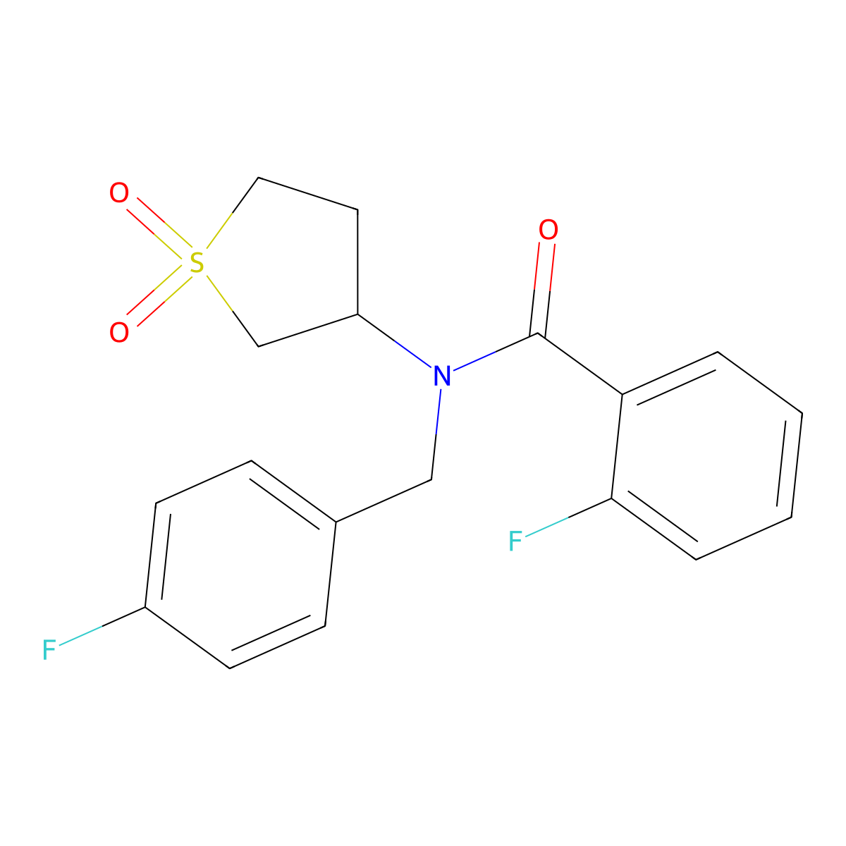 N-(1,1-dioxidotetrahydrothiophen-3-yl)-2-fluoro-N-(4-fluorobenzyl)benzamide molecular structure, CAS 848746-95-2