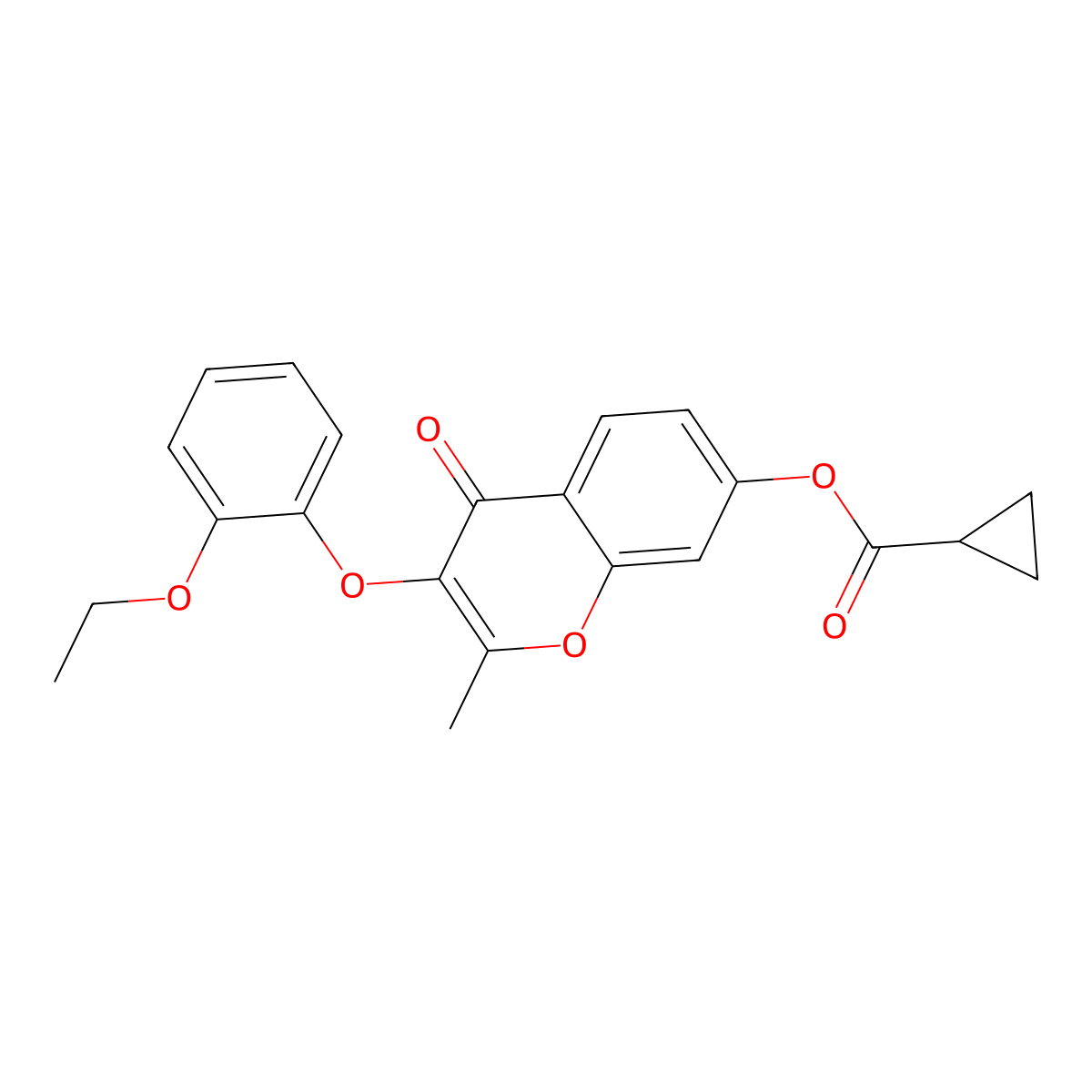 3-(2-ethoxyphenoxy)-2-methyl-4-oxo-4H-chromen-7-yl cyclopropanecarboxylate molecular structure, CAS 848746-99-6