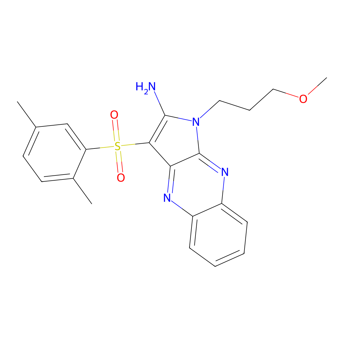 3-((2,5-dimethylphenyl)sulfonyl)-1-(3-methoxypropyl)-1H-pyrrolo[2,3-b]quinoxalin-2-amine molecular structure, CAS 848747-15-9