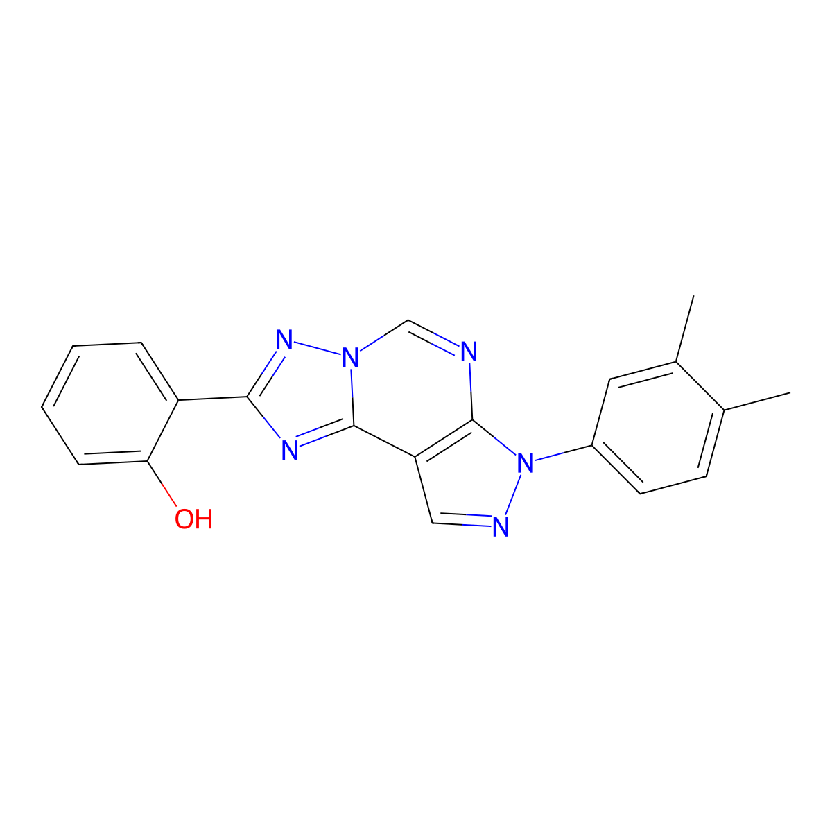 2-(7-(3,4-dimethylphenyl)-7H-pyrazolo[4,3-e][1,2,4]triazolo[1,5-c]pyrimidin-2-yl)phenol molecular structure, CAS 848747-79-5