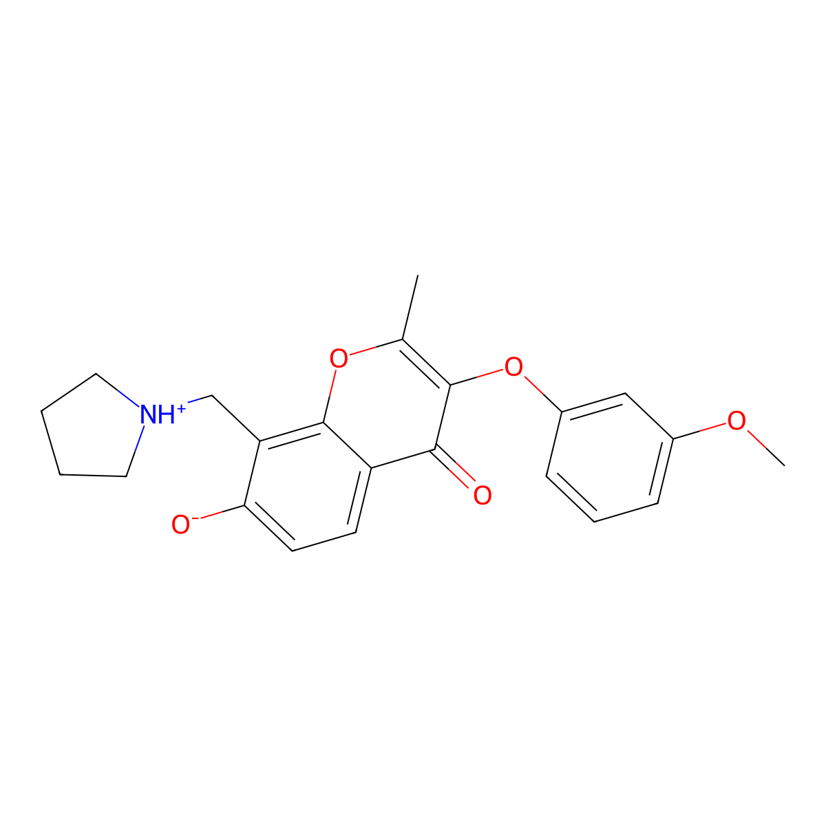 7-hydroxy-3-(3-methoxyphenoxy)-2-methyl-8-(pyrrolidin-1-ylmethyl)-4H-chromen-4-one molecular structure, CAS 848747-80-8