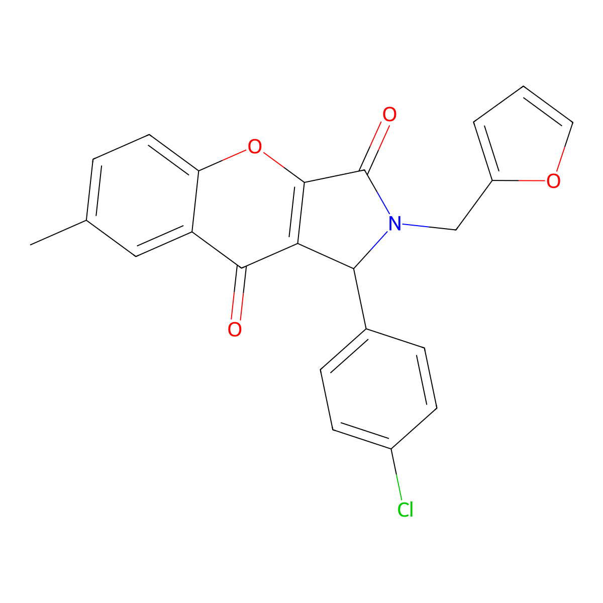 1-(4-Chlorophenyl)-2-(2-furylmethyl)-7-methyl-1,2-dihydrochromeno[2,3-c]pyrrole-3,9-dione molecular structure, CAS 848747-95-5