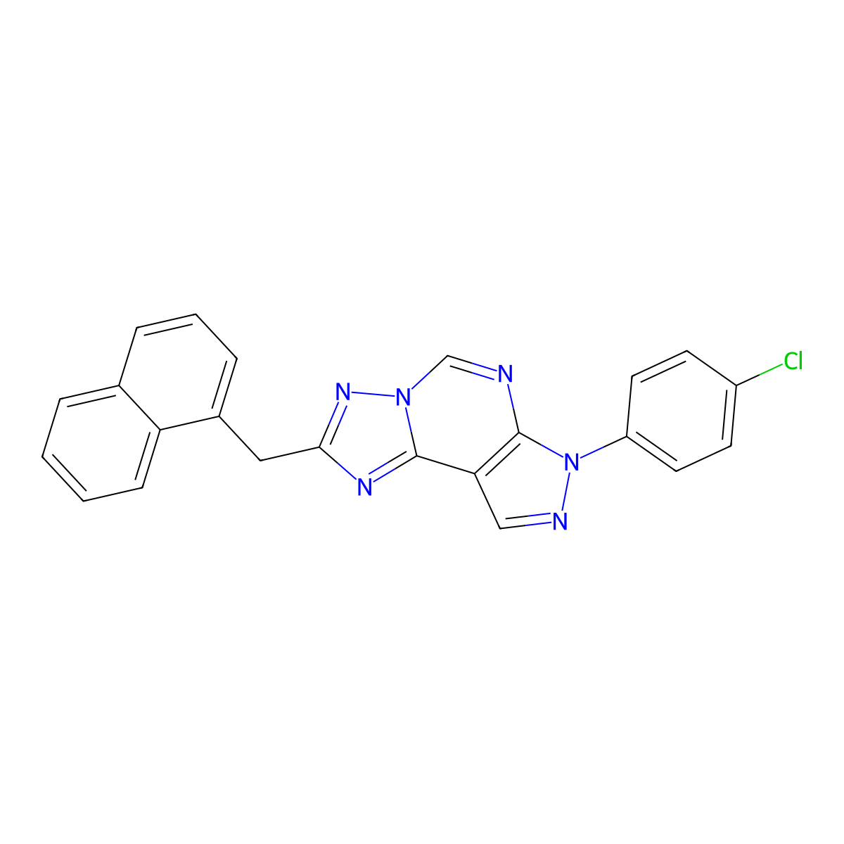 7-(4-chlorophenyl)-2-(naphthalen-1-ylmethyl)-7H-pyrazolo[4,3-e][1,2,4]triazolo[1,5-c]pyrimidine molecular structure, CAS 848748-50-5