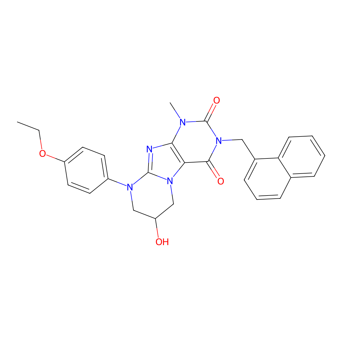 9-(4-ethoxyphenyl)-7-hydroxy-1-methyl-3-(naphthalen-1-ylmethyl)-7,8-dihydro-6H-purino[7,8-a]pyrimidine-2,4-dione molecular structure, CAS 848748-99-2