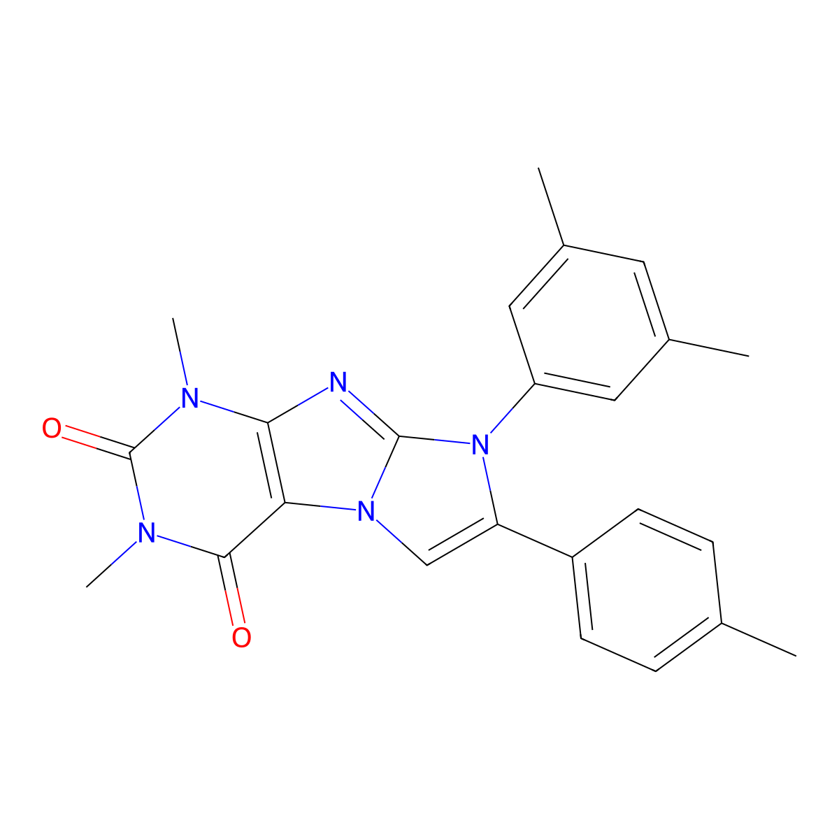 6-(3,5-Dimethylphenyl)-2,4-dimethyl-7-(4-methylphenyl)purino[7,8-a]imidazole-1,3-dione molecular structure, CAS 848751-70-2