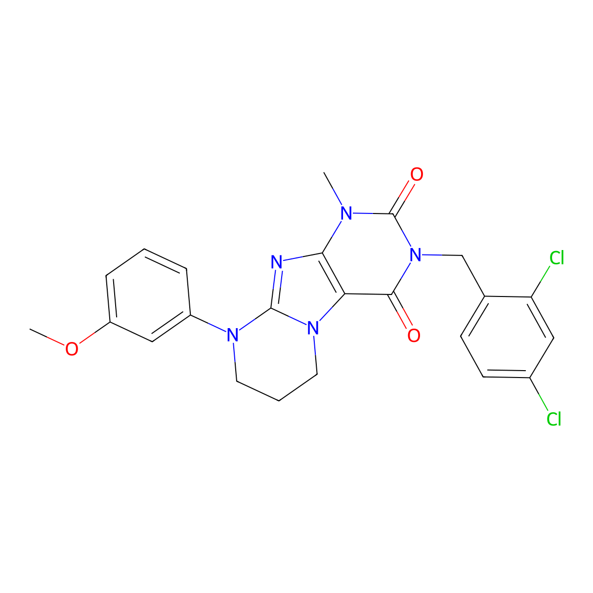 3-[(2,4-dichlorophenyl)methyl]-9-(3-methoxyphenyl)-1-methyl-7,8-dihydro-6H-purino[7,8-a]pyrimidine-2,4-dione molecular structure, CAS 848752-03-4
