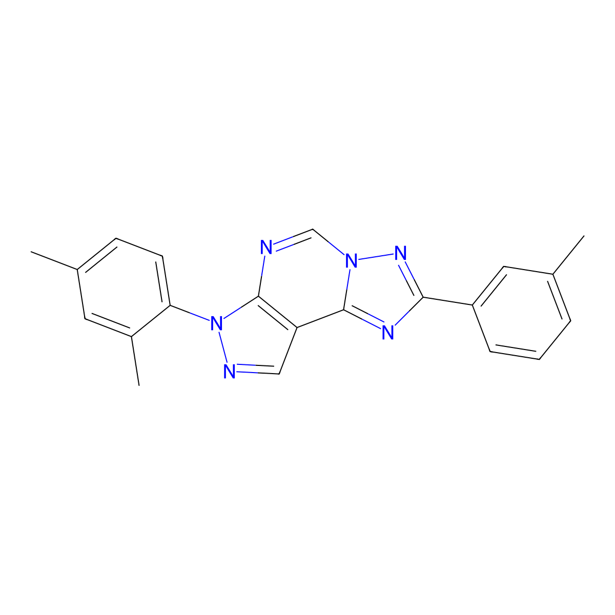 7-(2,4-dimethylphenyl)-2-(3-methylphenyl)-7H-pyrazolo[4,3-e][1,2,4]triazolo[1,5-c]pyrimidine molecular structure, CAS 848752-05-6