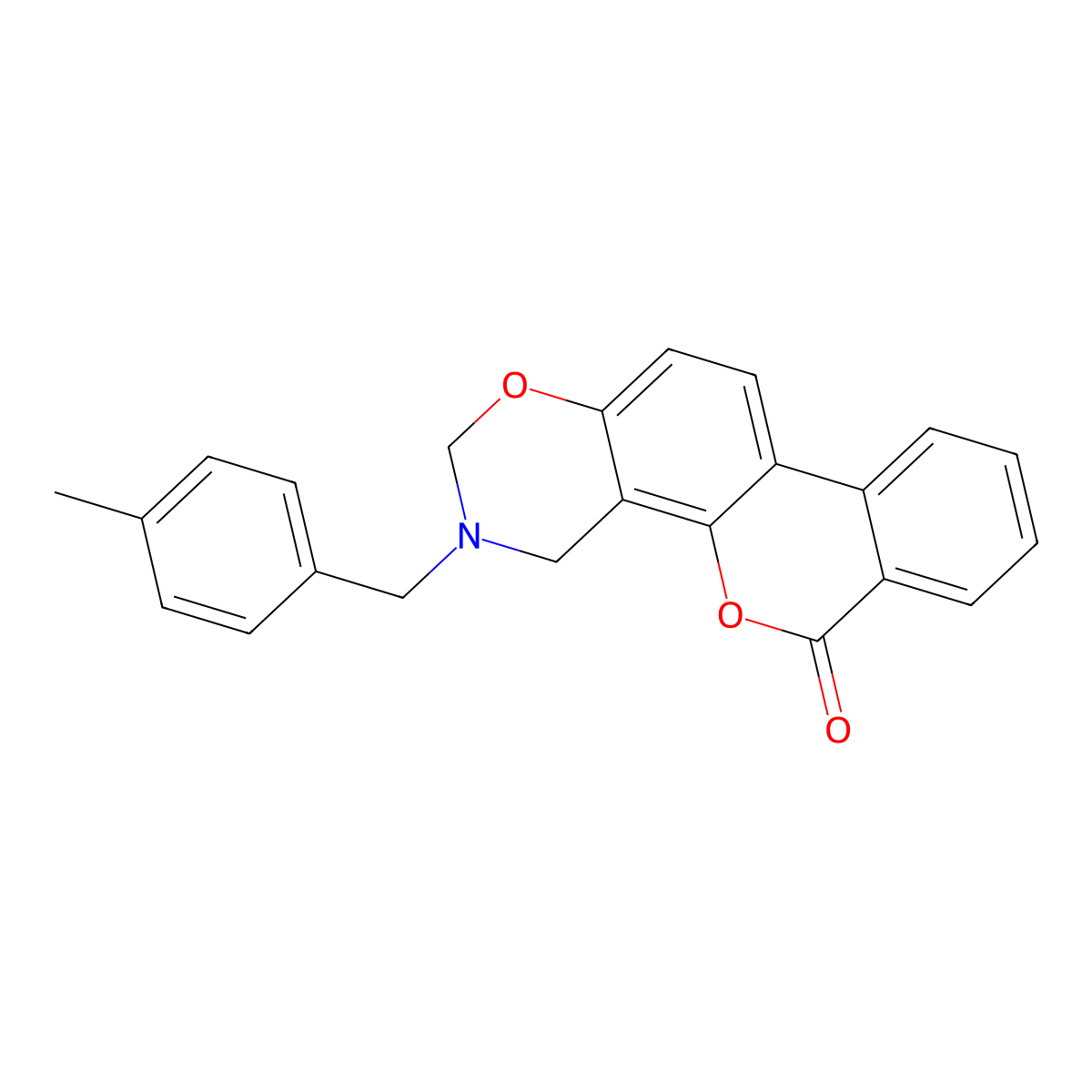 3-(4-methylbenzyl)-3,4-dihydro-2H,6H-benzo[3,4]chromeno[8,7-e][1,3]oxazin-6-one molecular structure, CAS 848752-90-9