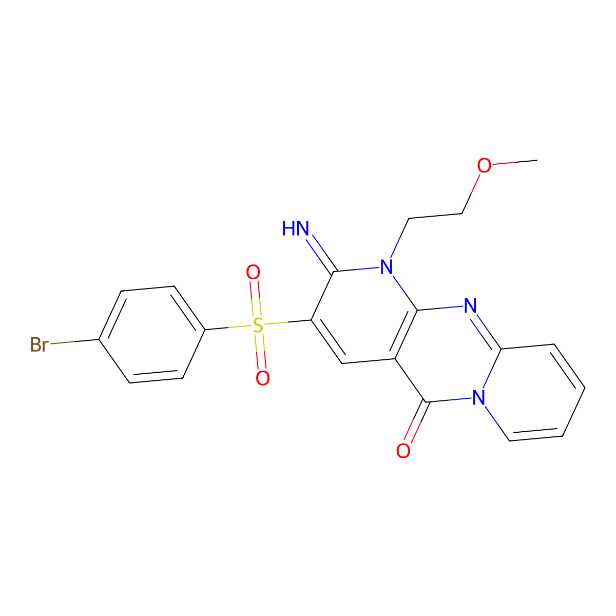 3-Brosyl-2-imino-1-(2-methoxyethyl)dipyrido[1,2-d:3'',4''-f]pyrimidin-5-one molecular structure, CAS 848753-34-4