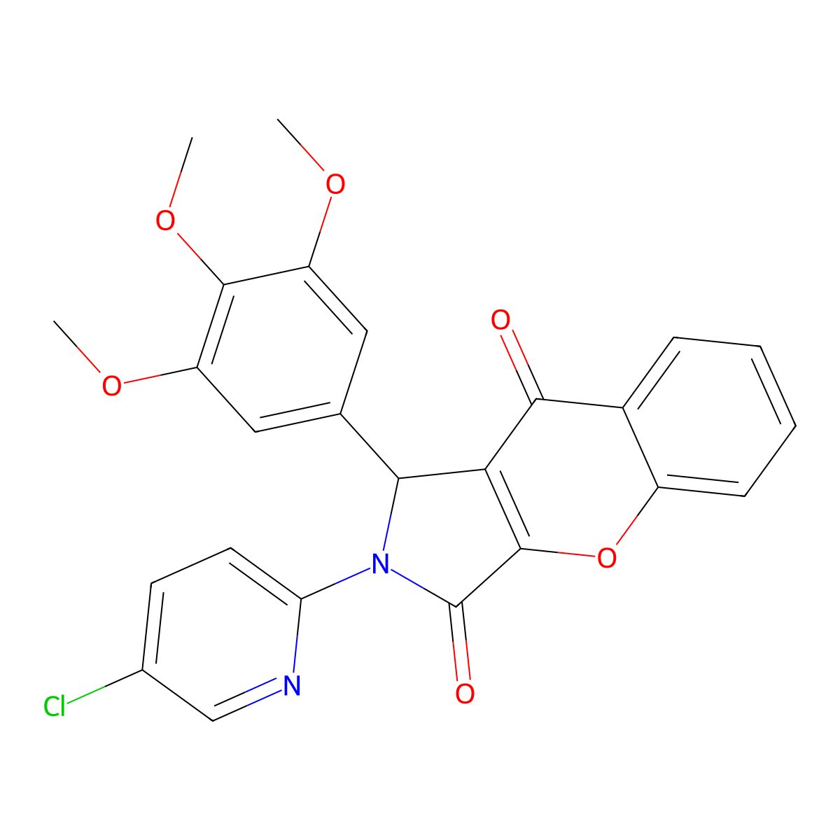 2-(5-Chloro-2-pyridinyl)-1-(3,4,5-trimethoxyphenyl)-1,2-dihydrochromeno[2,3-c]pyrrole-3,9-dione molecular structure, CAS 848754-11-0
