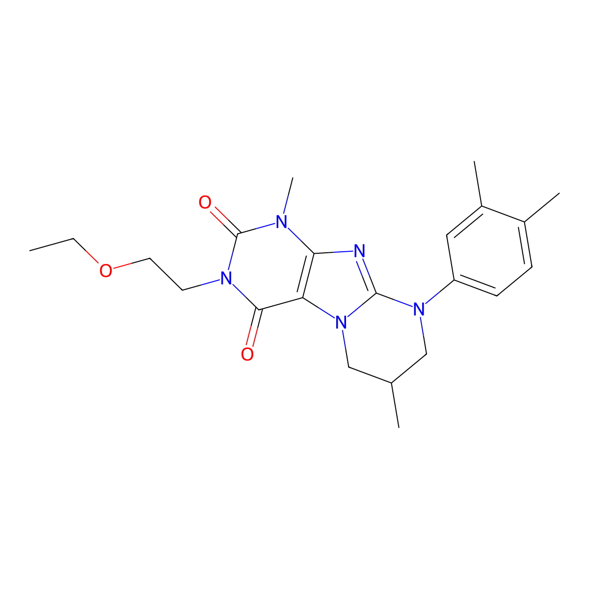 9-(3,4-dimethylphenyl)-3-(2-ethoxyethyl)-1,7-dimethyl-7,8-dihydro-6H-purino[7,8-a]pyrimidine-2,4-dione molecular structure, CAS 848754-43-8