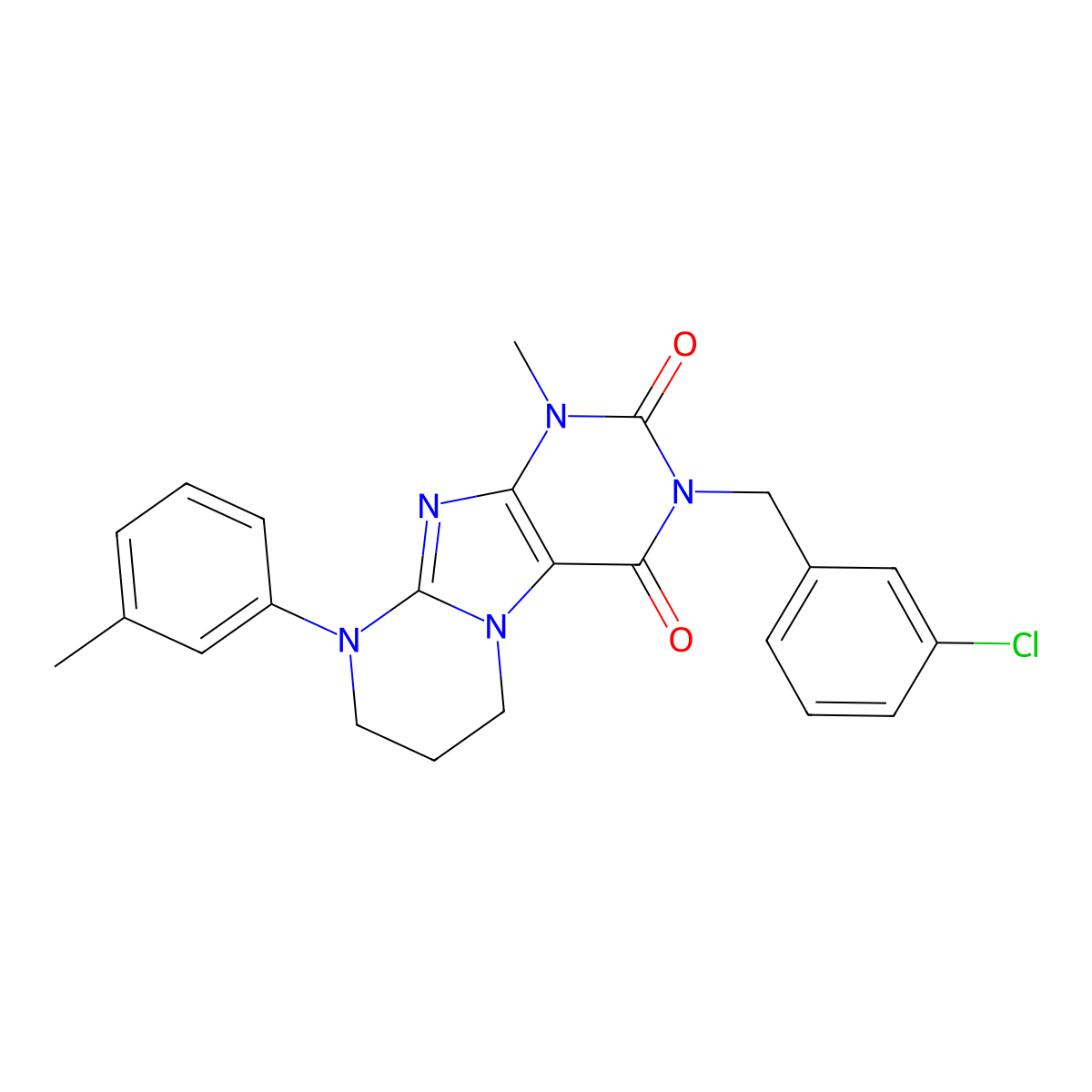 3-[(3-chlorophenyl)methyl]-1-methyl-9-(3-methylphenyl)-7,8-dihydro-6H-purino[7,8-a]pyrimidine-2,4-dione molecular structure, CAS 848754-44-9