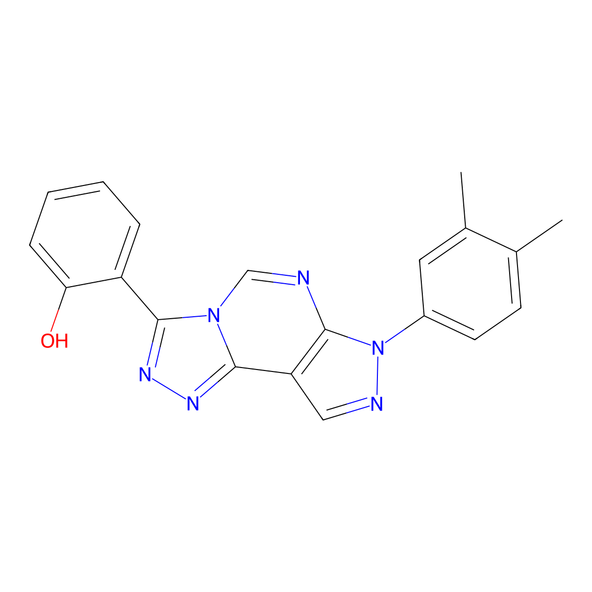 2-[3-(3,4-Dimethylphenyl)-6-hydropyrazolo[5,4-d]1,2,4-triazolo[4,5-e]pyrimidin-7-yl]phenol molecular structure, CAS 848754-47-2