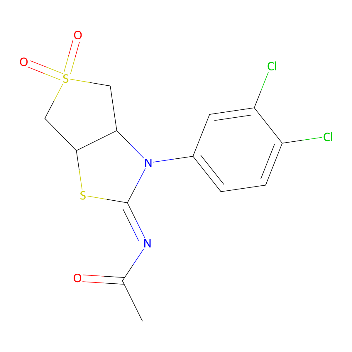 N-[(2Z)-3-(3,4-dichlorophenyl)-5,5-dioxidotetrahydrothieno[3,4-d][1,3]thiazol-2(3H)-ylidene]acetamide molecular structure, CAS 848755-04-4