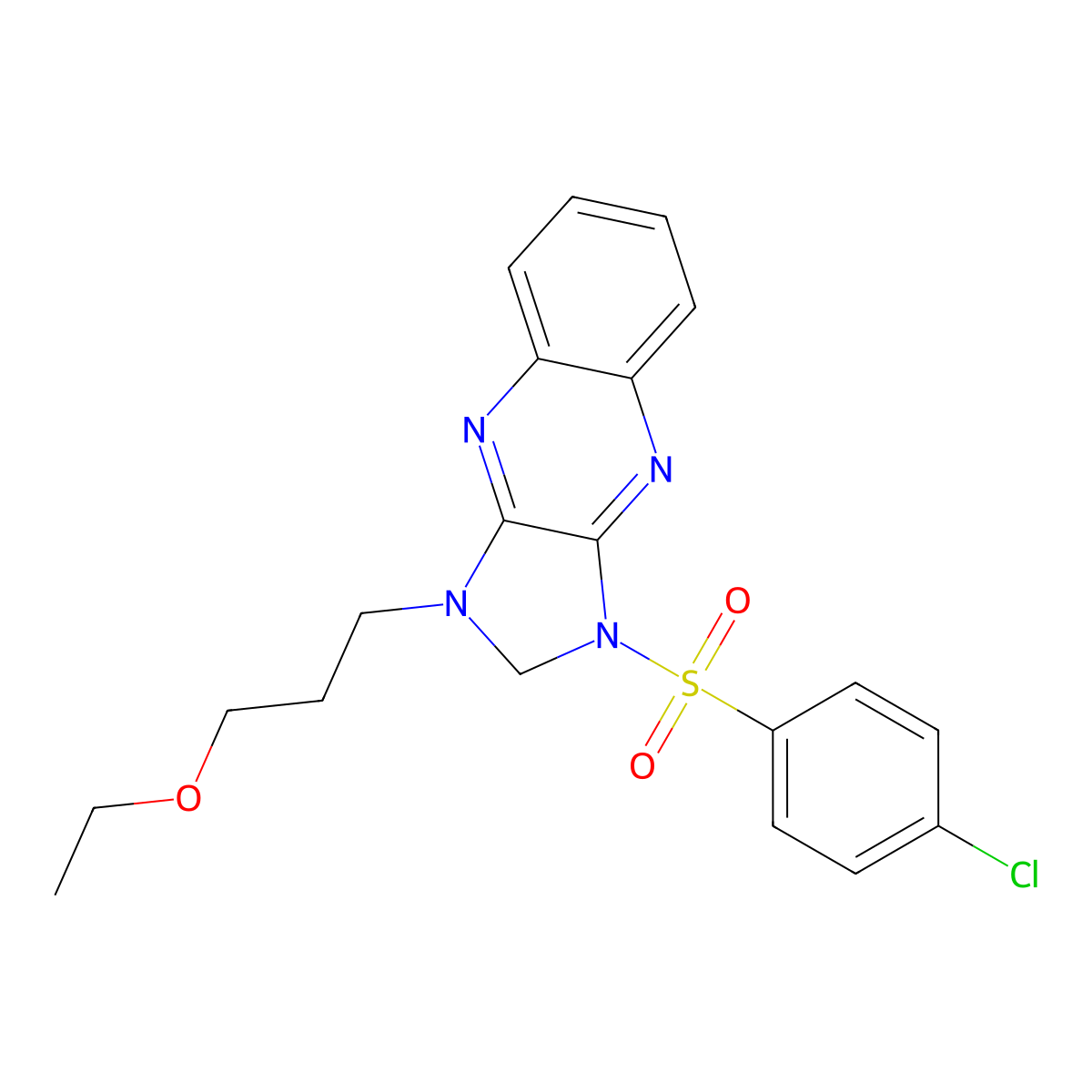 1-((4-chlorophenyl)sulfonyl)-3-(3-ethoxypropyl)-2,3-dihydro-1H-imidazo[4,5-b]quinoxaline molecular structure, CAS 848755-28-2