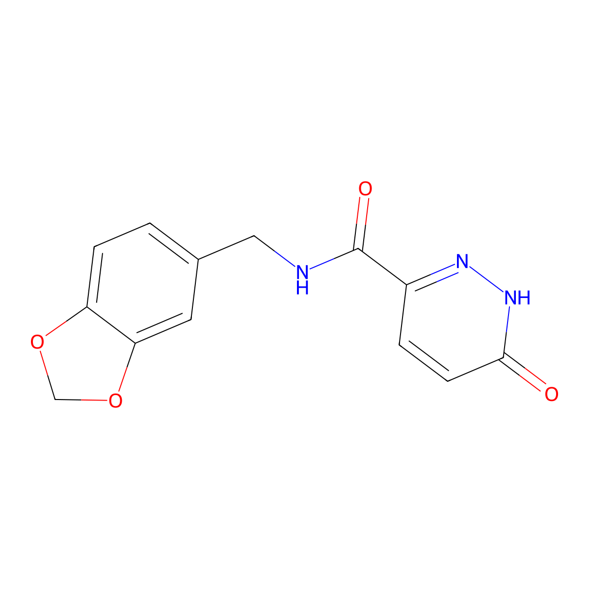 N-(1,3-benzodioxol-5-ylmethyl)-6-oxo-1H-pyridazine-3-carboxamide molecular structure, CAS 848755-53-3
