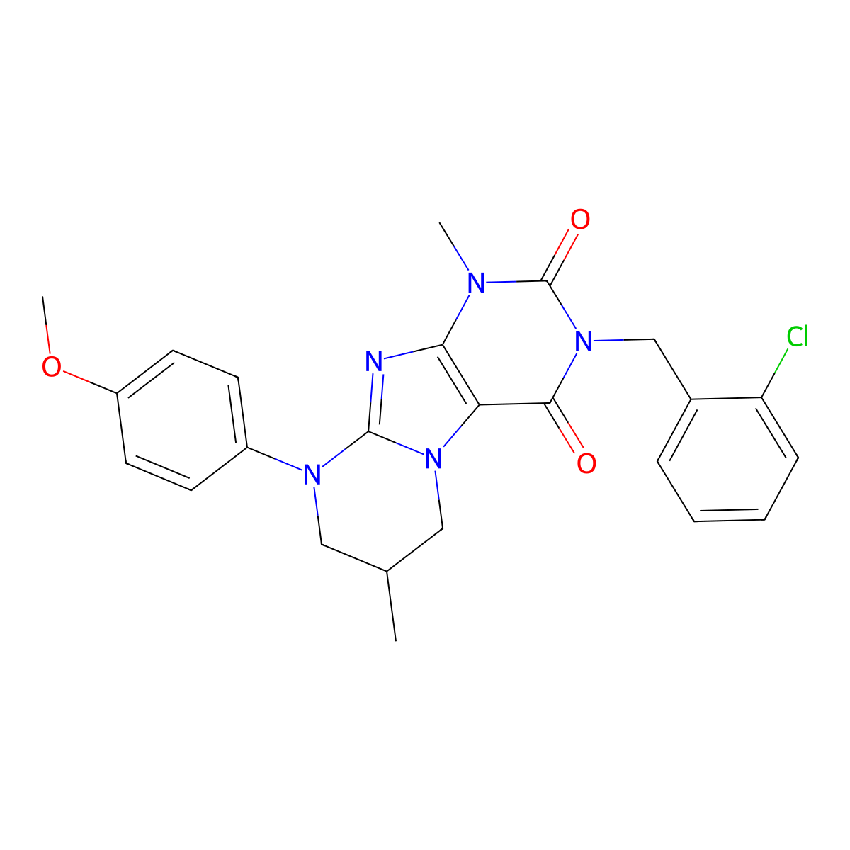3-[(2-chlorophenyl)methyl]-9-(4-methoxyphenyl)-1,7-dimethyl-7,8-dihydro-6H-purino[7,8-a]pyrimidine-2,4-dione molecular structure, CAS 848756-14-9