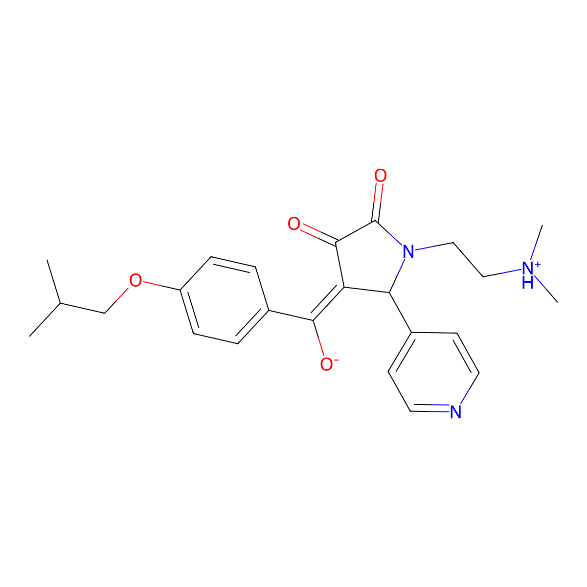 1-[2-(dimethylamino)ethyl]-3-hydroxy-4-[4-(2-methylpropoxy)benzoyl]-5-(pyridin-4-yl)-2,5-dihydro-1H-pyrrol-2-one molecular structure, CAS 848756-37-6
