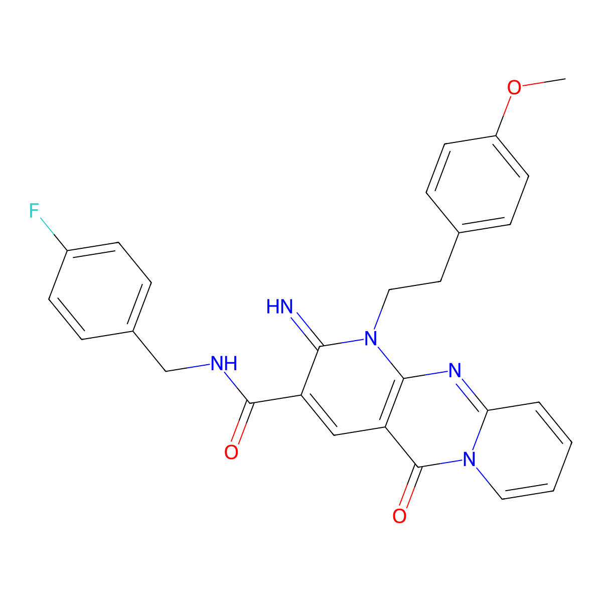 N~3~-(4-fluorobenzyl)-2-imino-1-(4-methoxyphenethyl)-5-oxo-1,5-dihydro-2H-dipyrido[1,2-a:2,3-d]pyrimidine-3-carboxamide molecular structure, CAS 848756-43-4