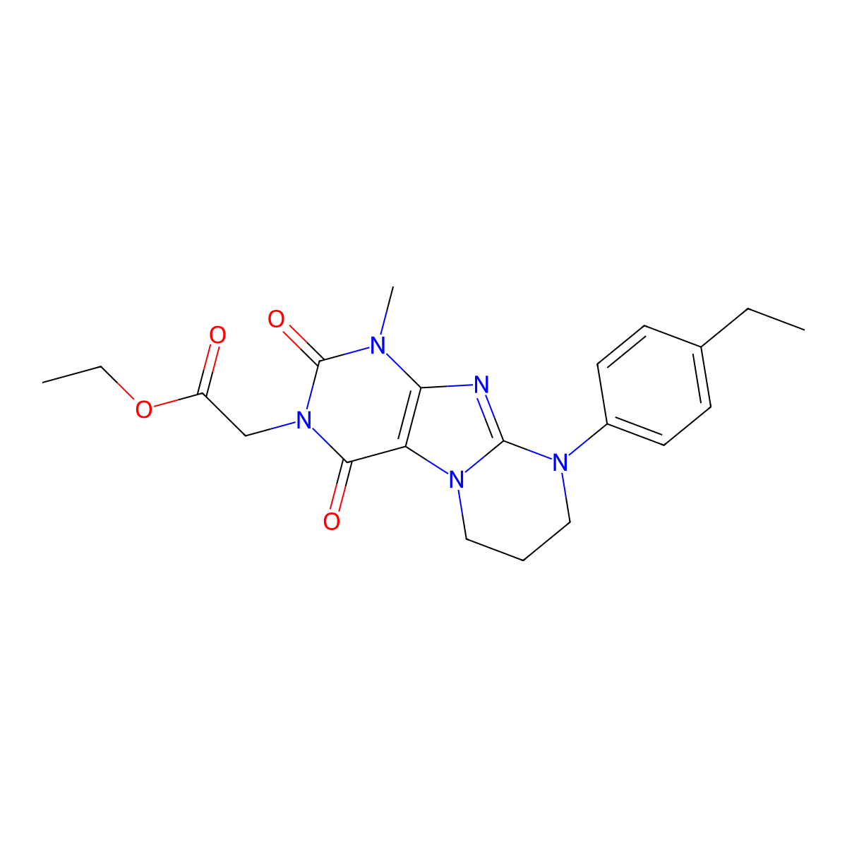 ethyl 2-[9-(4-ethylphenyl)-1-methyl-2,4-dioxo-7,8-dihydro-6H-purino[7,8-a]pyrimidin-3-yl]acetate molecular structure, CAS 848756-47-8
