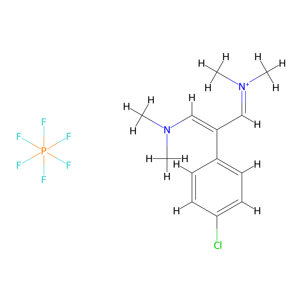 (E)-N-(2-(4-Chlorophenyl)-3-(dimethylamino)allylidene)-N-methylmethanaminium hexafluorophosphate molecular structure, CAS 848757-81-3