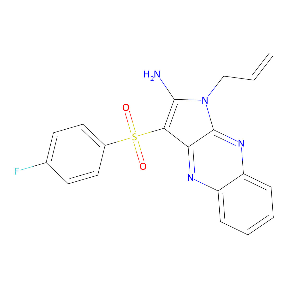 1-allyl-3-((4-fluorophenyl)sulfonyl)-1H-pyrrolo[2,3-b]quinoxalin-2-amine molecular structure, CAS 848763-42-8