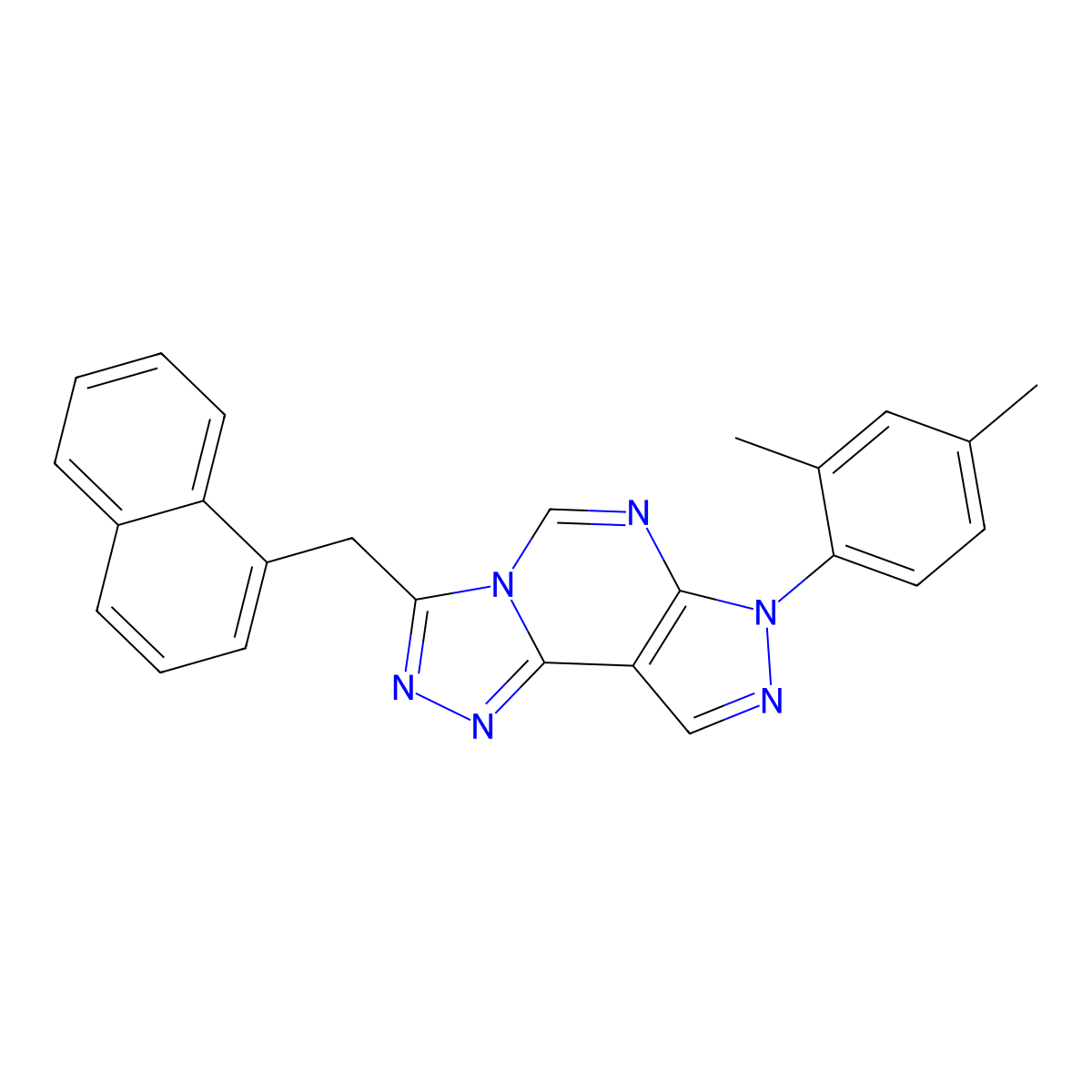 3-(2,4-Dimethylphenyl)-7-(naphthylmethyl)-6-hydropyrazolo[5,4-d]1,2,4-triazolo [4,3-e]pyrimidine molecular structure, CAS 848763-70-2