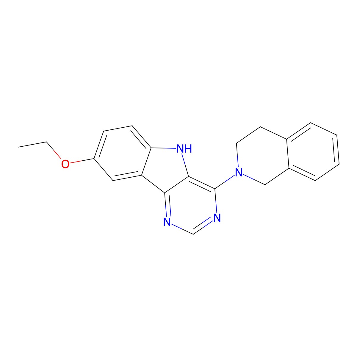 4-(3,4-Dihydro-1H-isoquinolin-2-yl)-8-ethoxy-5H-pyrimido[5,4-b]indole molecular structure, CAS 848764-06-7