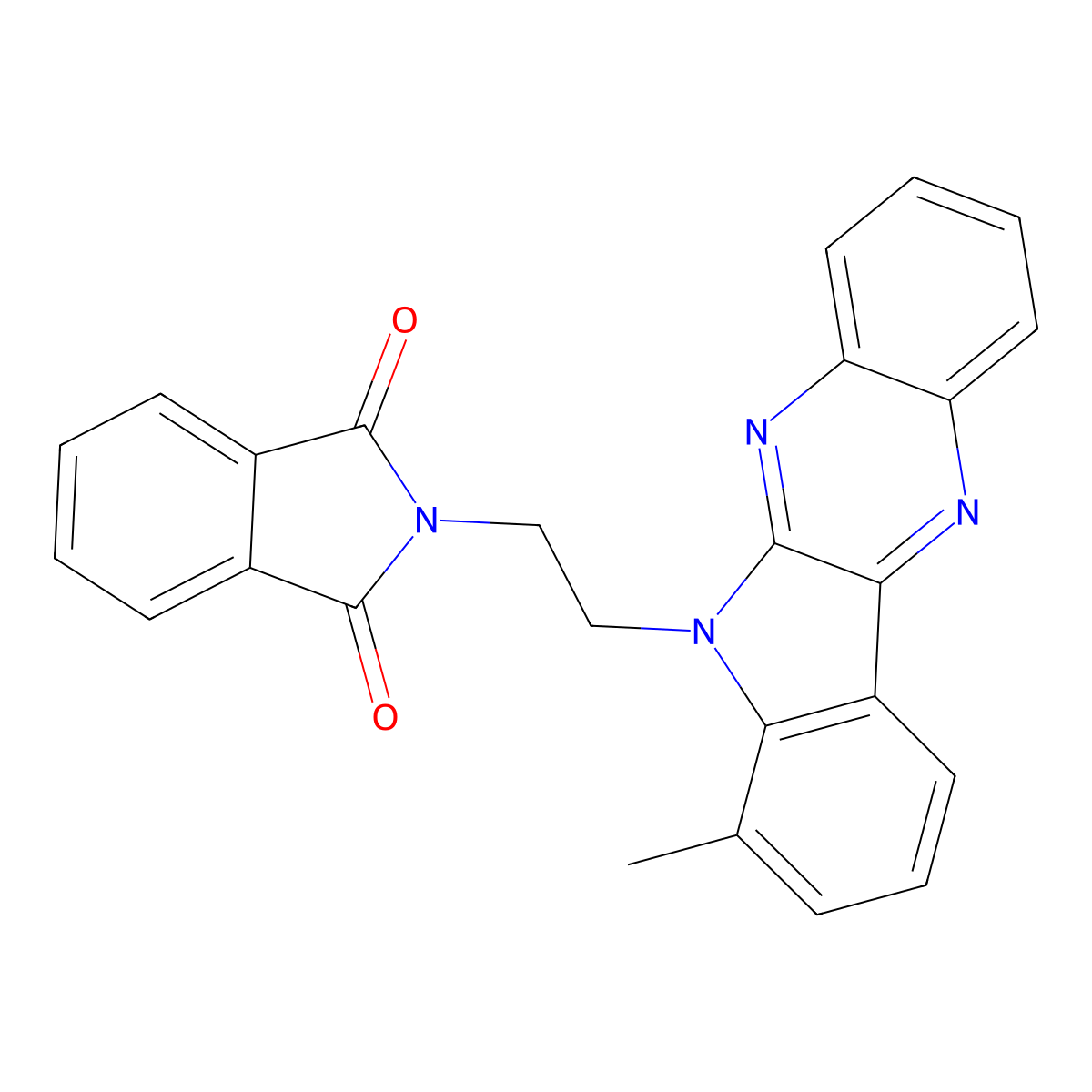 2-[2-(7-methyl-6H-indolo[2,3-b]quinoxalin-6-yl)ethyl]-1H-isoindole-1,3(2H)-dione molecular structure, CAS 848764-46-5
