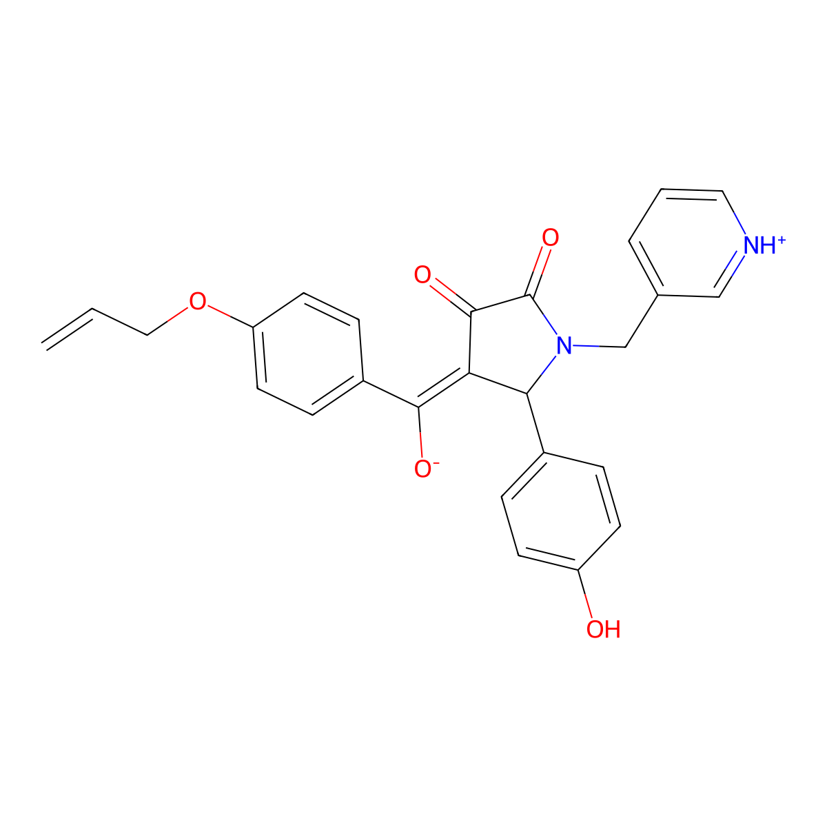 3-hydroxy-5-(4-hydroxyphenyl)-4-[4-(prop-2-en-1-yloxy)benzoyl]-1-[(pyridin-3-yl)methyl]-2,5-dihydro-1H-pyrrol-2-one molecular structure, CAS 848764-56-7