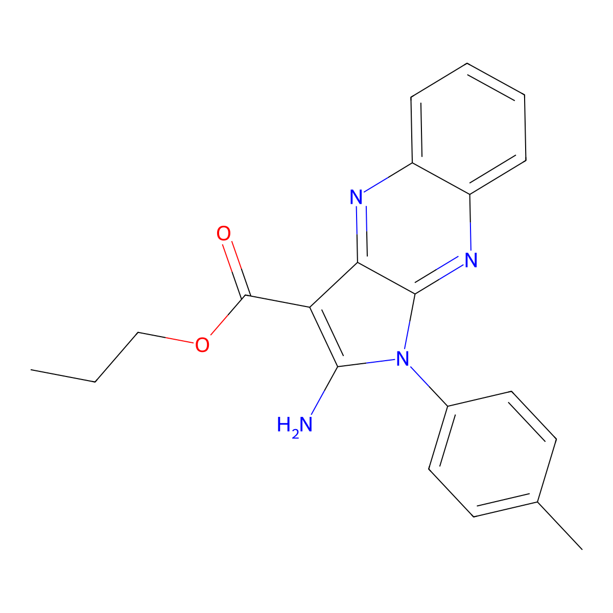 Propyl 2-amino-1-(4-methylphenyl)pyrrolo[3,2-b]quinoxaline-3-carboxylate molecular structure, CAS 848764-73-8