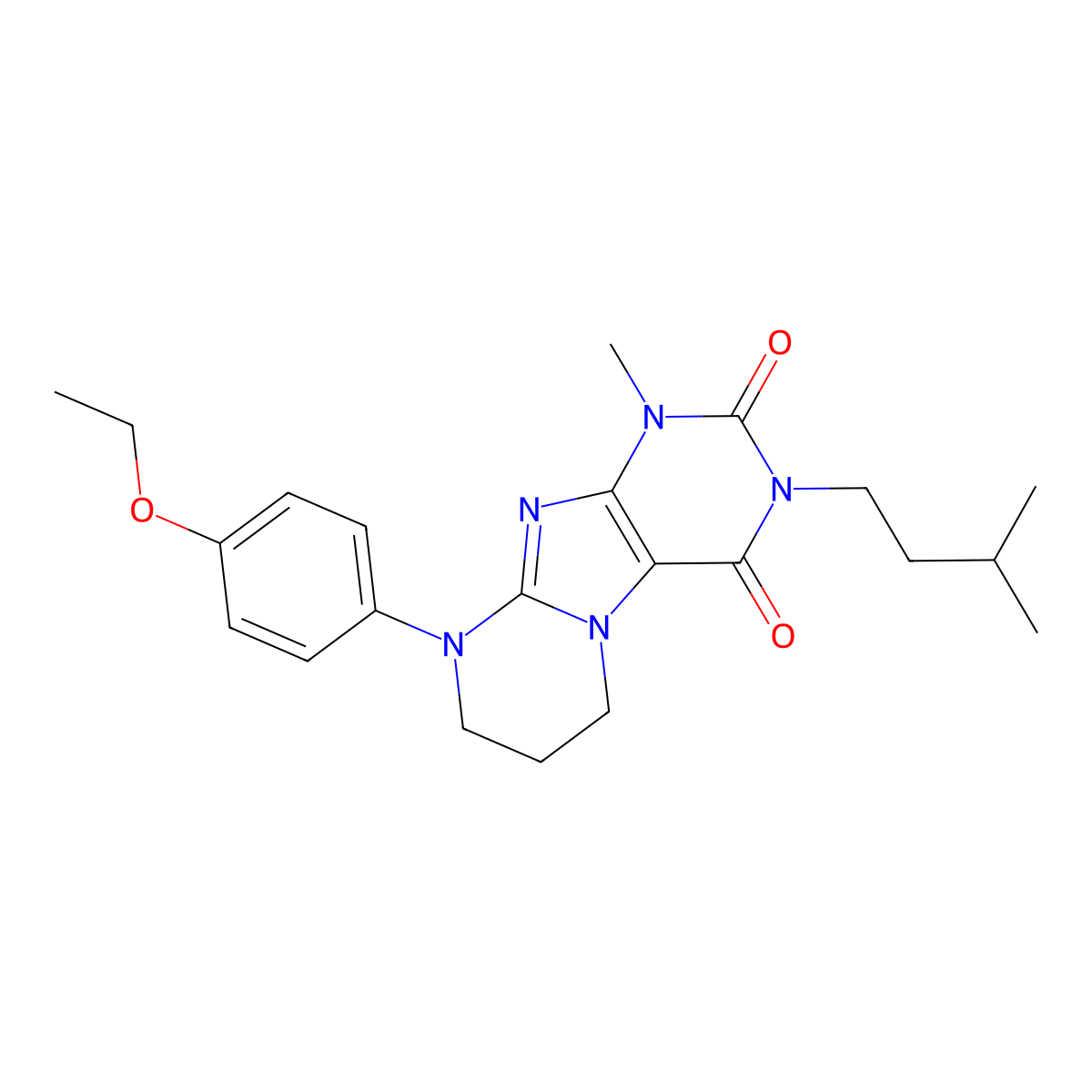 9-(4-ethoxyphenyl)-1-methyl-3-(3-methylbutyl)-7,8-dihydro-6H-purino[7,8-a]pyrimidine-2,4-dione molecular structure, CAS 848765-37-7