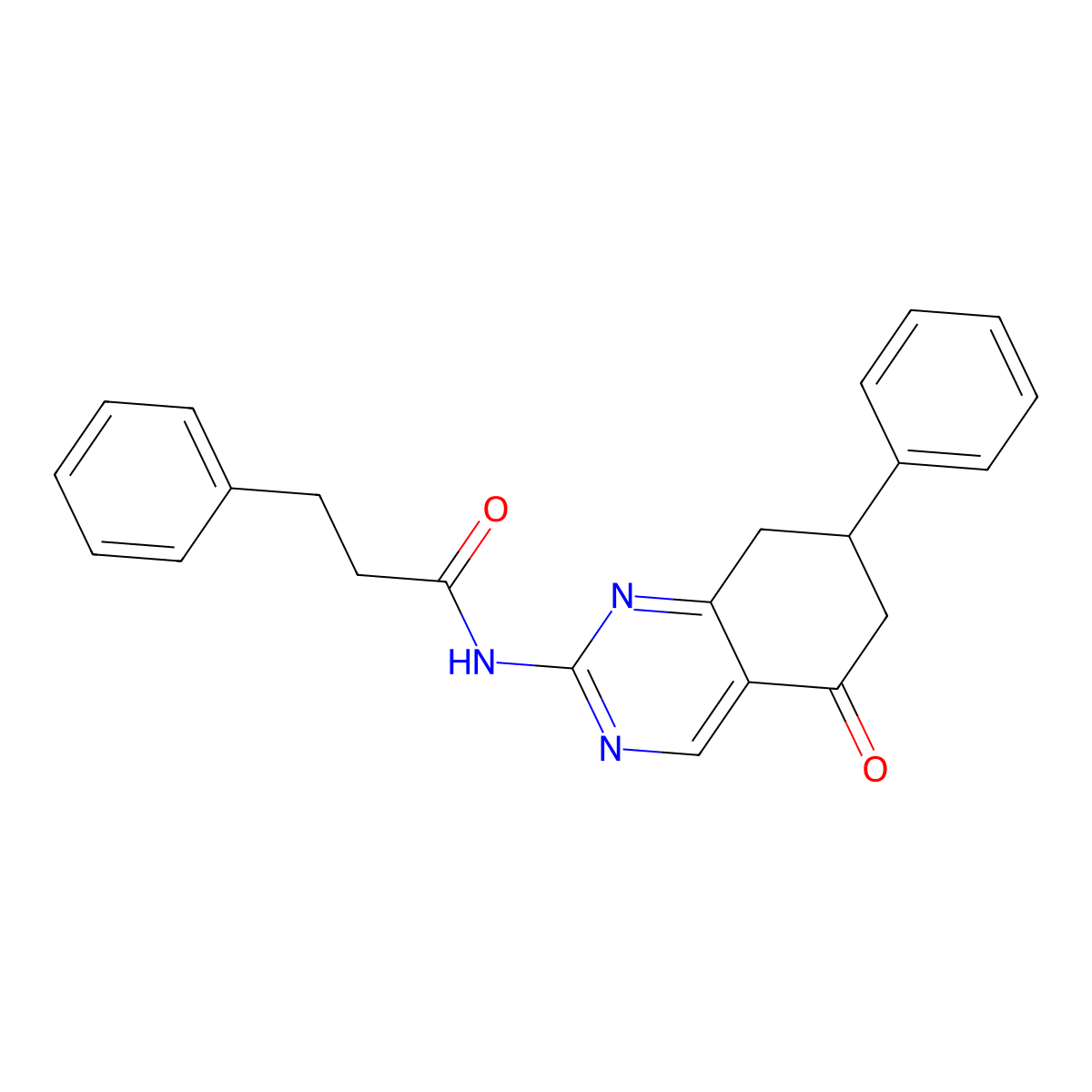 N-(5-oxo-7-phenyl-5,6,7,8-tetrahydroquinazolin-2-yl)-3-phenylpropanamide molecular structure, CAS 848765-43-5