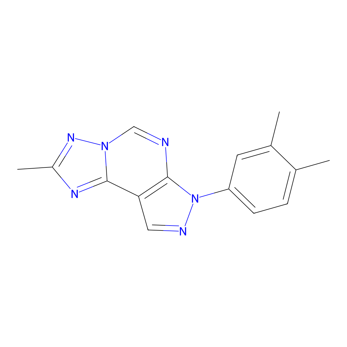 7-(3,4-dimethylphenyl)-2-methyl-7H-pyrazolo[4,3-e][1,2,4]triazolo[1,5-c]pyrimidine molecular structure, CAS 848765-96-8