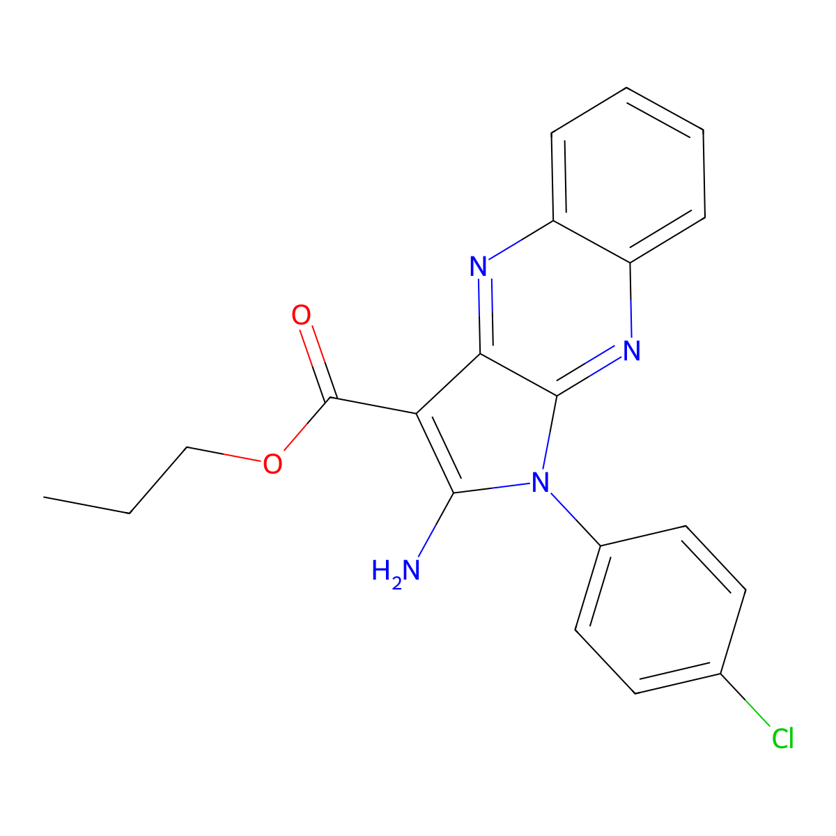 propyl 2-amino-1-(4-chlorophenyl)-1H-pyrrolo[2,3-b]quinoxaline-3-carboxylate molecular structure, CAS 848766-02-9