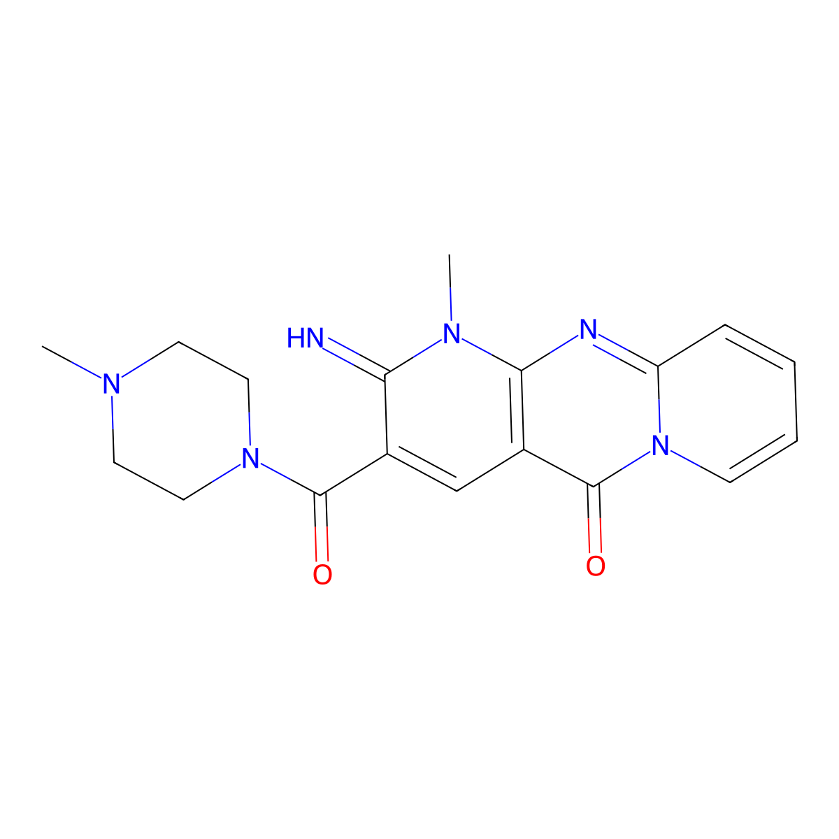 6-Imino-7-methyl-5-(4-methylpiperazine-1-carbonyl)-1,7,9-triazatricyclo[8.4.0.0^{3,8}]tetradeca-3(8),4,9,11,13-pentaen-2-one molecular structure, CAS 848766-92-7