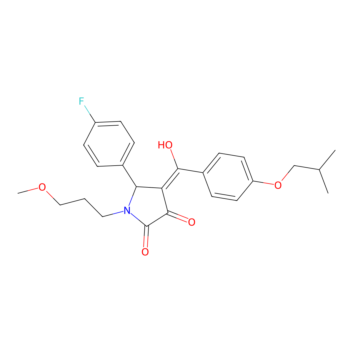 5-(4-fluorophenyl)-3-hydroxy-1-(3-methoxypropyl)-4-[4-(2-methylpropoxy)benzoyl]-2,5-dihydro-1H-pyrrol-2-one molecular structure, CAS 848767-27-1
