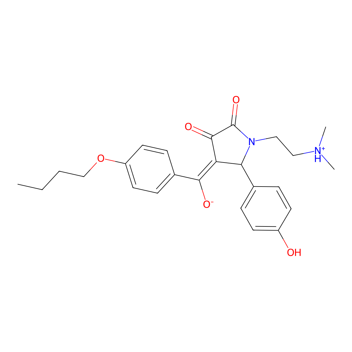 4-(4-butoxybenzoyl)-1-[2-(dimethylamino)ethyl]-3-hydroxy-5-(4-hydroxyphenyl)-2,5-dihydro-1H-pyrrol-2-one molecular structure, CAS 848767-28-2