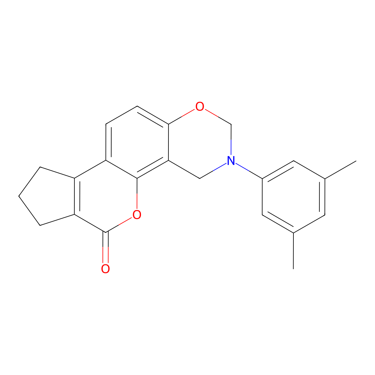 3-(3,5-dimethylphenyl)-3,4,8,9-tetrahydro-2H-cyclopenta[3,4]chromeno[8,7-e][1,3]oxazin-6(7H)-one molecular structure, CAS 848767-92-0