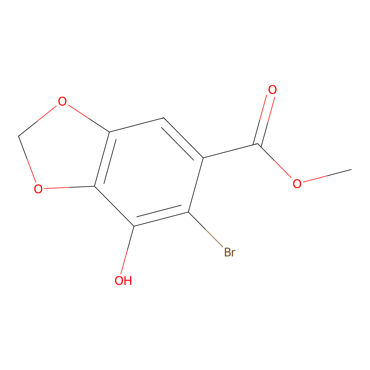 Methyl 6-bromo-7-hydroxybenzo[d][1,3]dioxole-5-carboxylate molecular structure, CAS 848772-89-4
