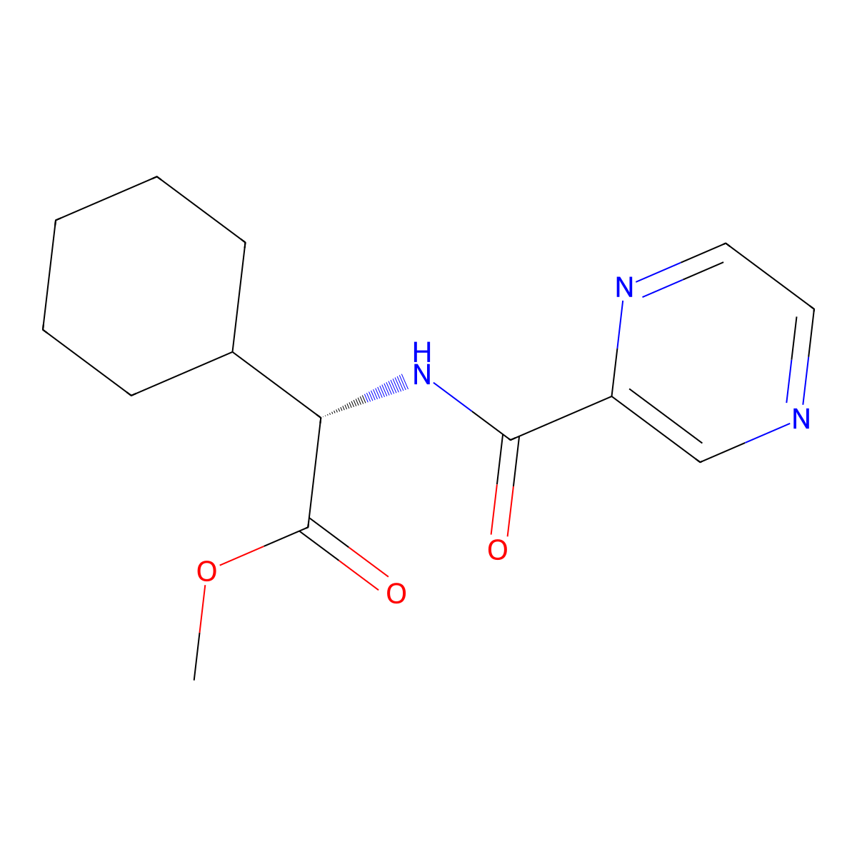 (S)-Methyl 2-cyclohexyl-2-(pyrazine-2-carboxamido)acetate molecular structure, CAS 848777-29-7