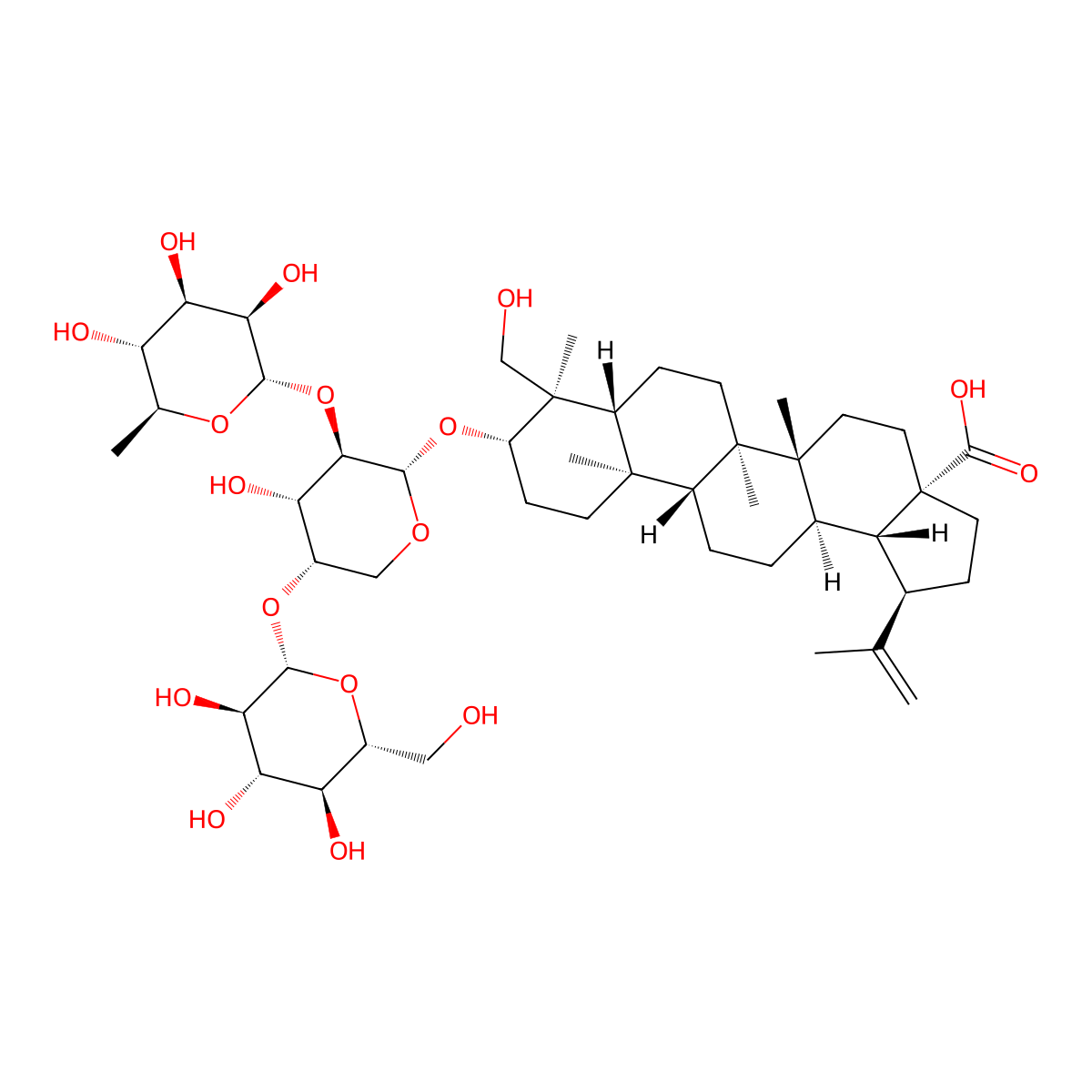 23-Hydroxy-3Beta-((O-Alpha-L-Rhamnopyranosyl-(1->2)-O-(O-Beta-D-Glucopyranosyl-(1->4))-Alpha-L-Arabinopyranosyl)Oxy)Lup-20(29)-En-28-Oic Acid molecular structure, CAS 848784-85-0