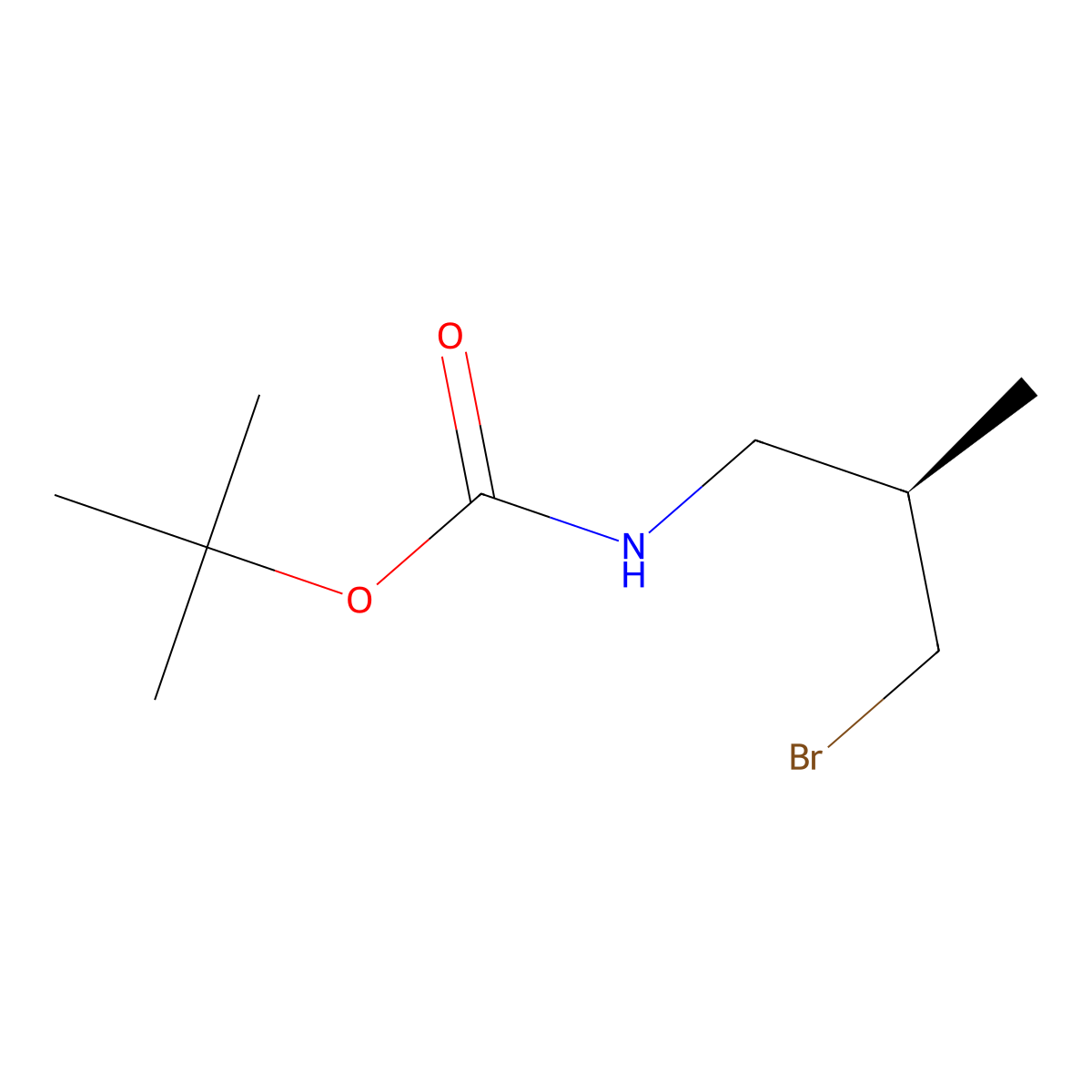 tert-butyl N-[(2R)-3-bromo-2-methylpropyl]carbamate molecular structure, CAS 848818-71-3