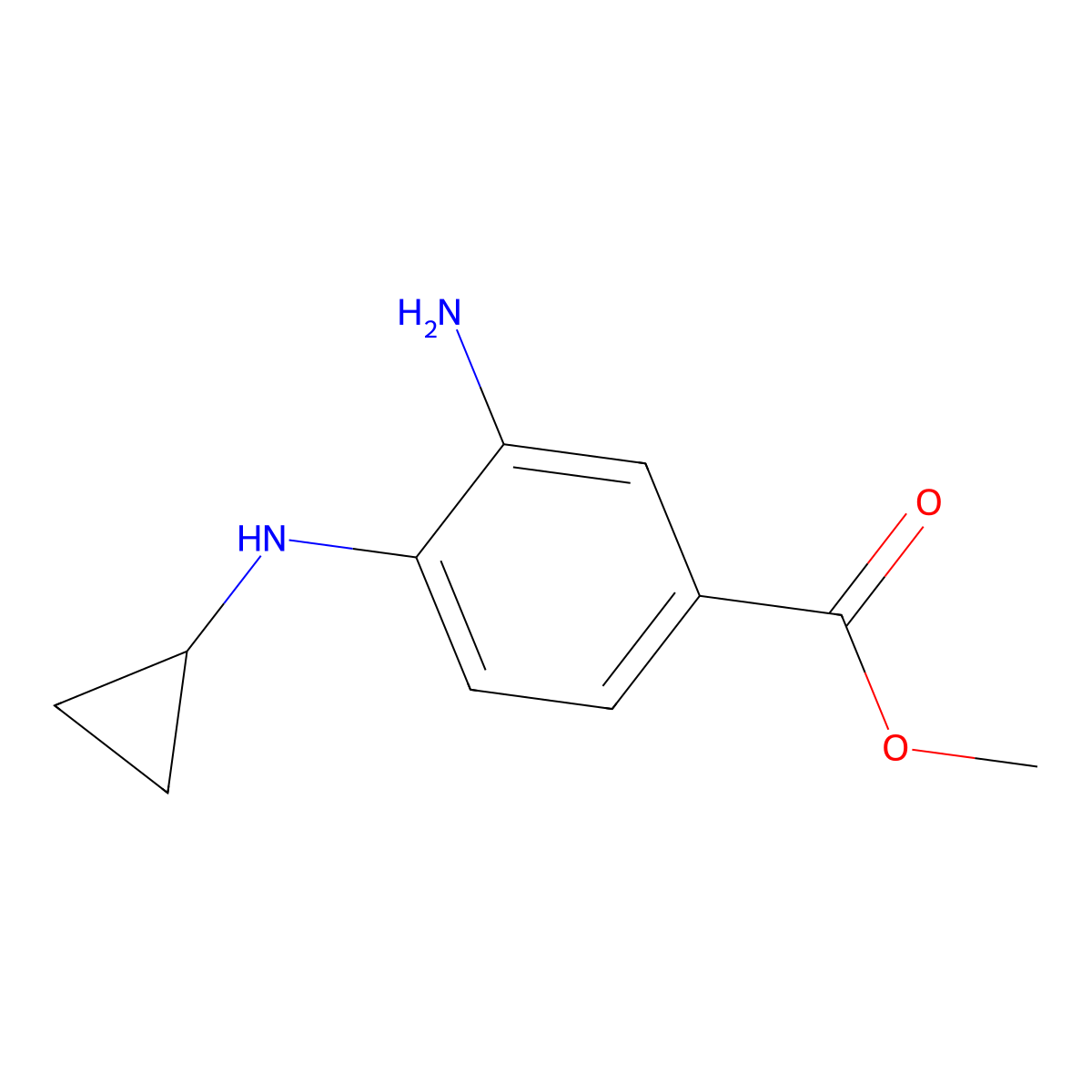 Methyl 3-amino-4-(cyclopropylamino)benzoate molecular structure, CAS 848819-84-1