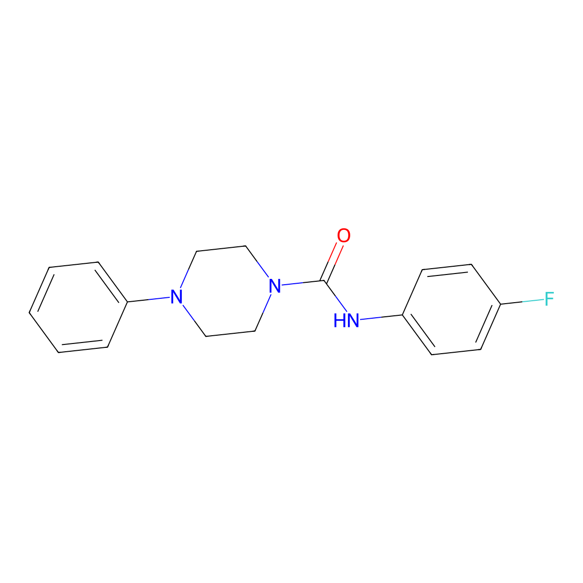 N-(4-fluorophenyl)-4-phenylpiperazine-1-carboxamide molecular structure, CAS 84882-89-3