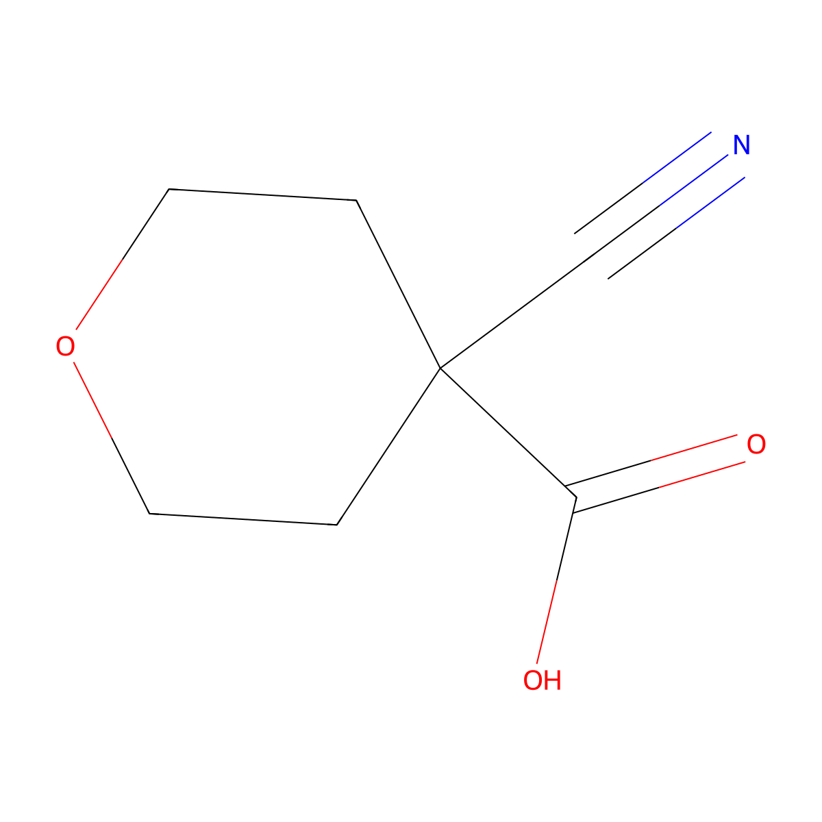 4-cyanotetrahydro-2H-pyran-4-carboxylic acid molecular structure, CAS 848821-06-7