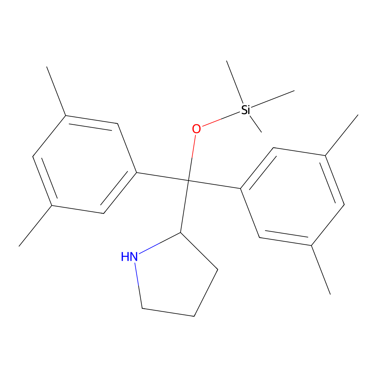 (S)-2-(Bis(3,5-dimethylphenyl)((trimethylsilyl)oxy)methyl)pyrrolidine molecular structure, CAS 848821-60-3
