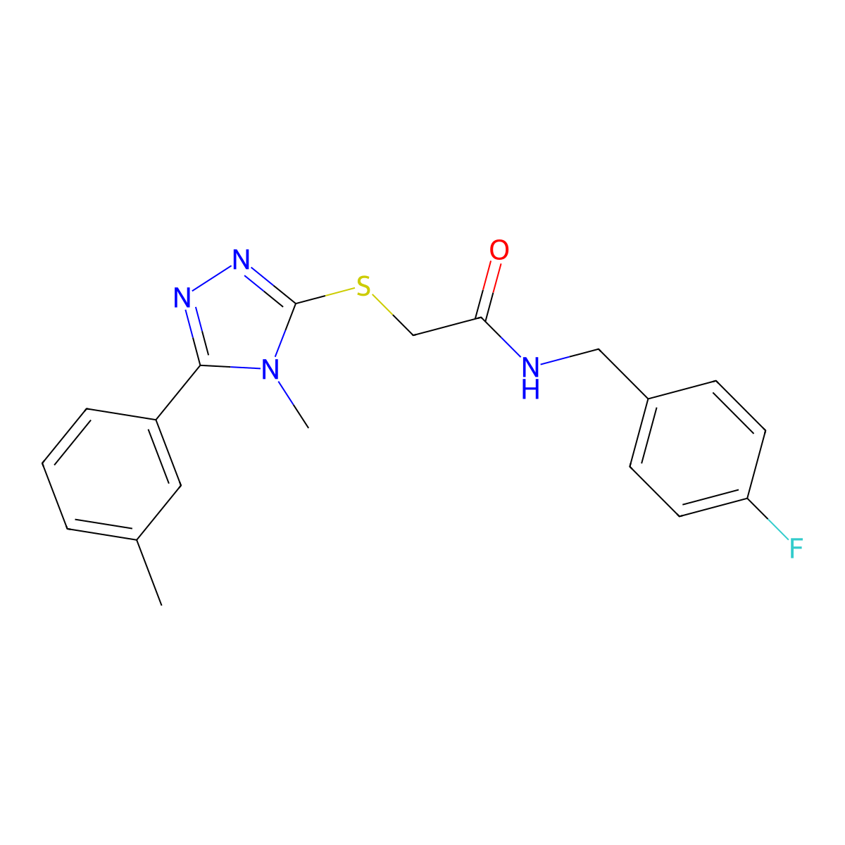 N-(4-fluorobenzyl)-2-{[4-methyl-5-(3-methylphenyl)-4H-1,2,4-triazol-3-yl]sulfanyl}acetamide molecular structure, CAS 848832-73-5
