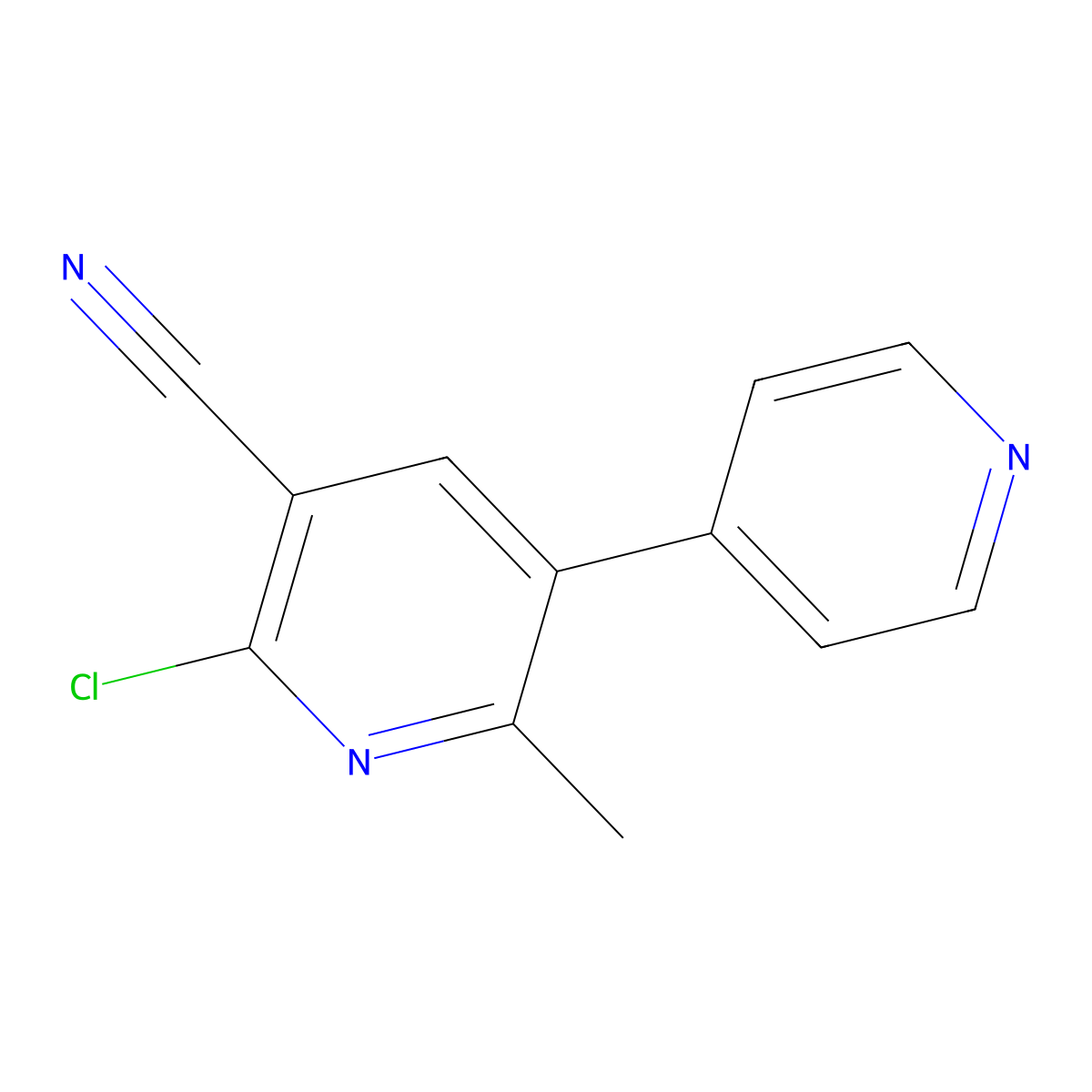 6-Chloro-2-methyl-3,4'-bipyridine-5-carbonitrile molecular structure, CAS 84884-31-1