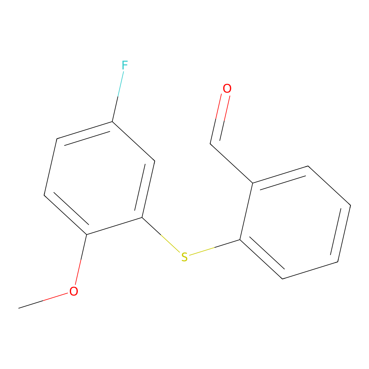 2-((5-Fluoro-2-methoxyphenyl)thio)benzaldehyde molecular structure, CAS 84884-42-4